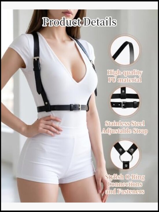 Leather Harness Set Women Gothic Punk Body Harness Adjustable Straps Cosplay main image 5